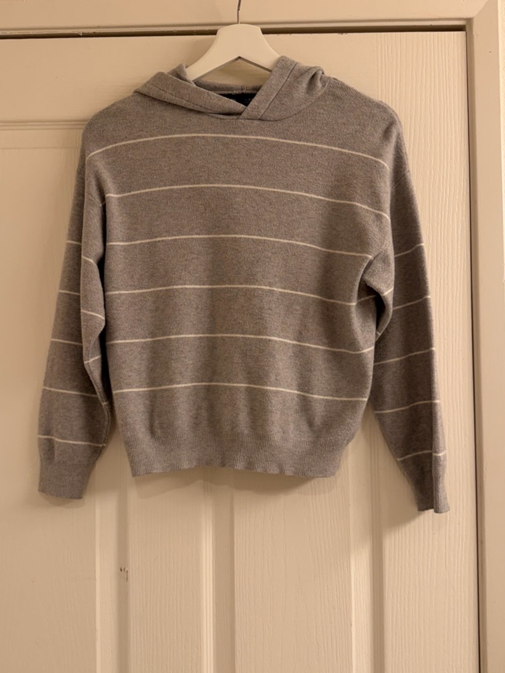Zara kids Light Gray Striped Crewneck knit Hoodie